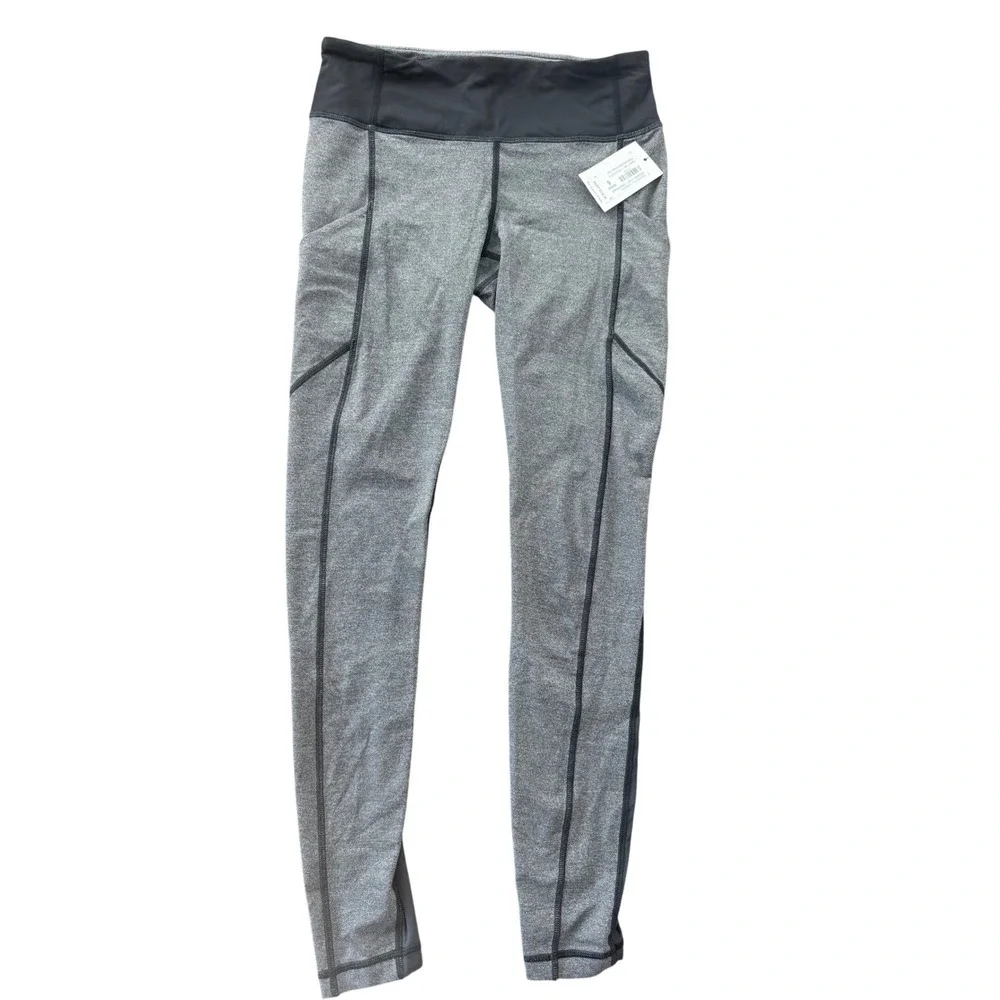 Lululemon Speed Tight IV Heathered Black Slate Gray Running Leggings Size 6 NEW
